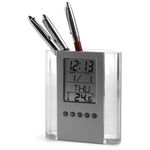 Acrylic-pen-pot-with-desk-alarm-clock